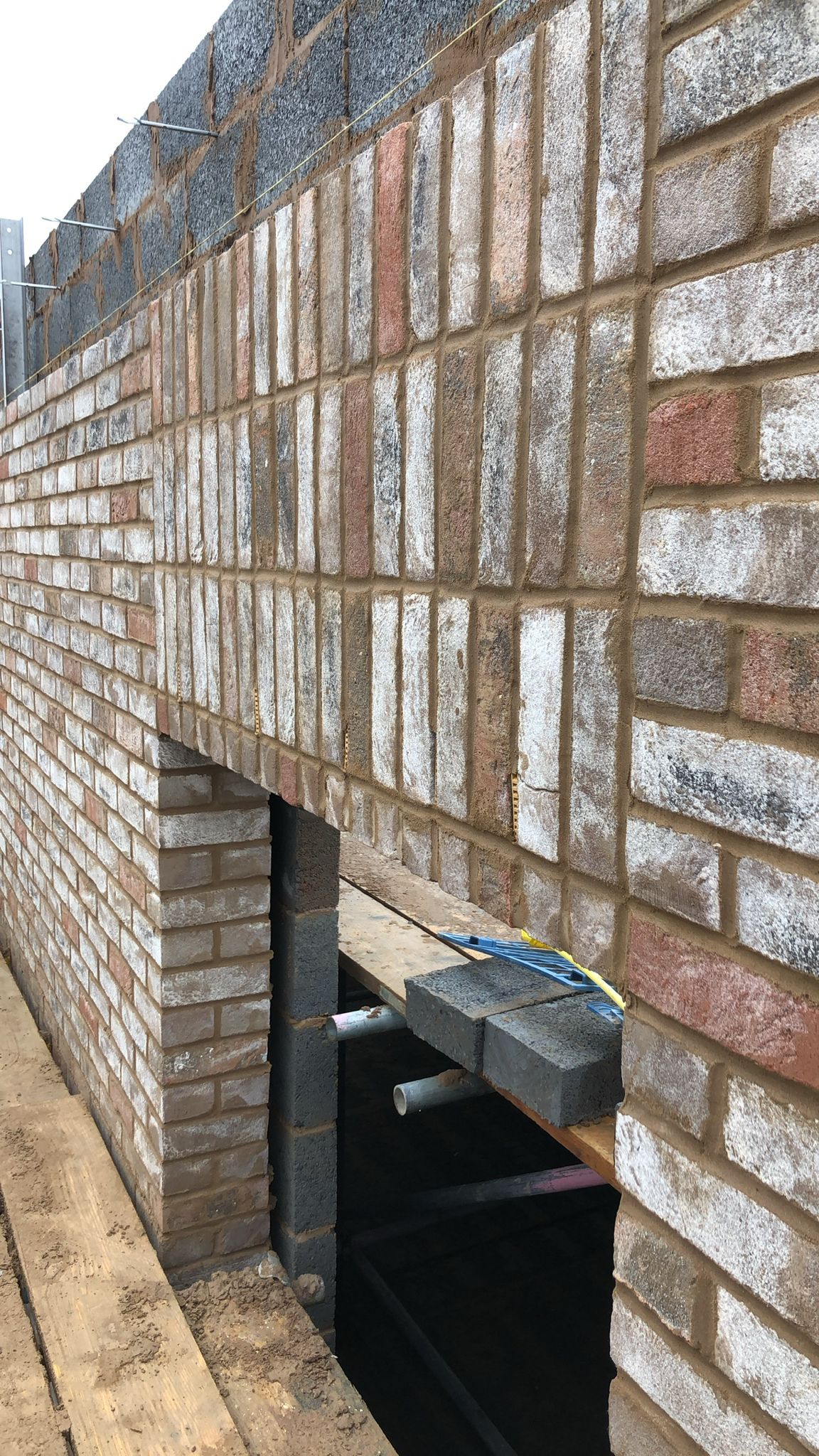 Brickwork and scaffolding on an extension